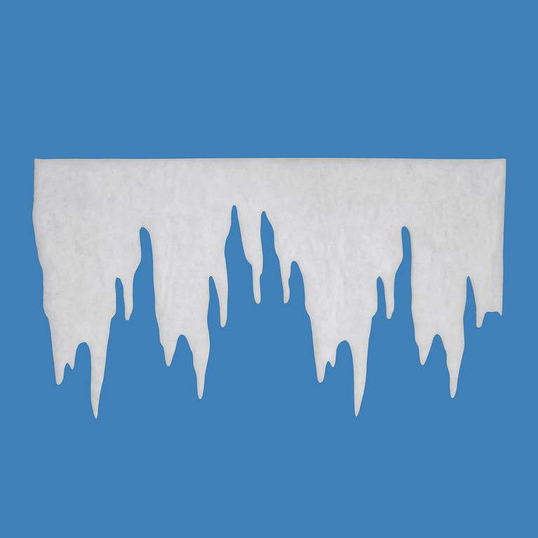 "Icicle garland made of white felt, 2 cm thick"