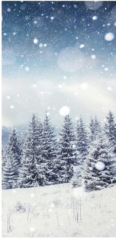"Flame retardant fabric banner ""Snowy fir forest"" made of flag fabric 100 x 200 cm"