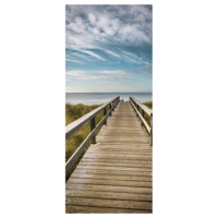 "Flame retardant fabric banner wooden walkway"