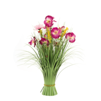 Bundle of grass with violets