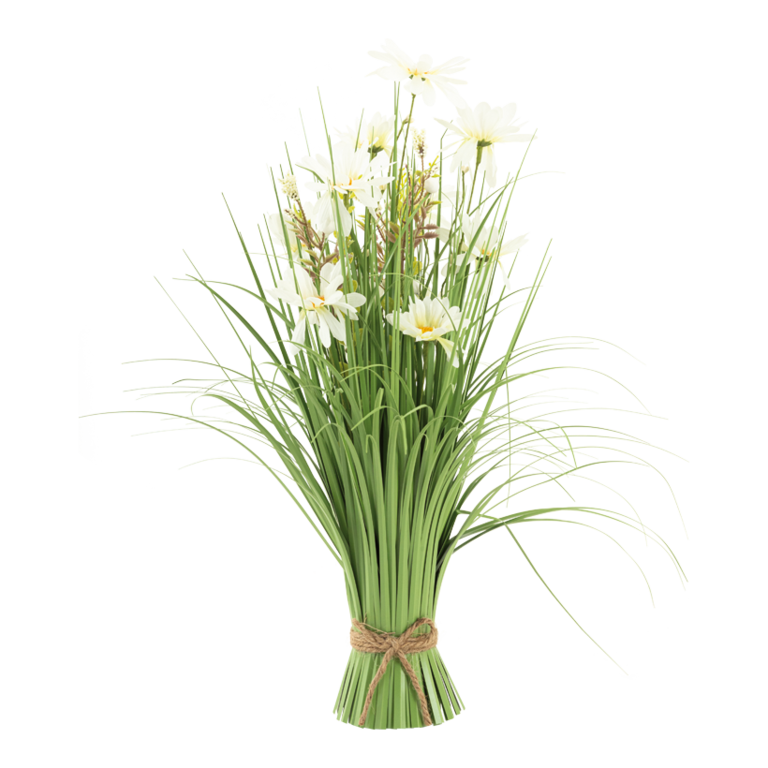 Bundle of grass with daisy flowers