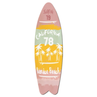 "Wooden deco surfboard pink orange green 130cm"