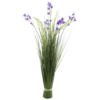 "Artificial decorative grass with lavender flowers"