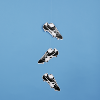 "Football shoe hanger with 3 shoes"