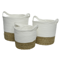 "Basket set 3 pcs. white - brown, 33 x 31 cm"