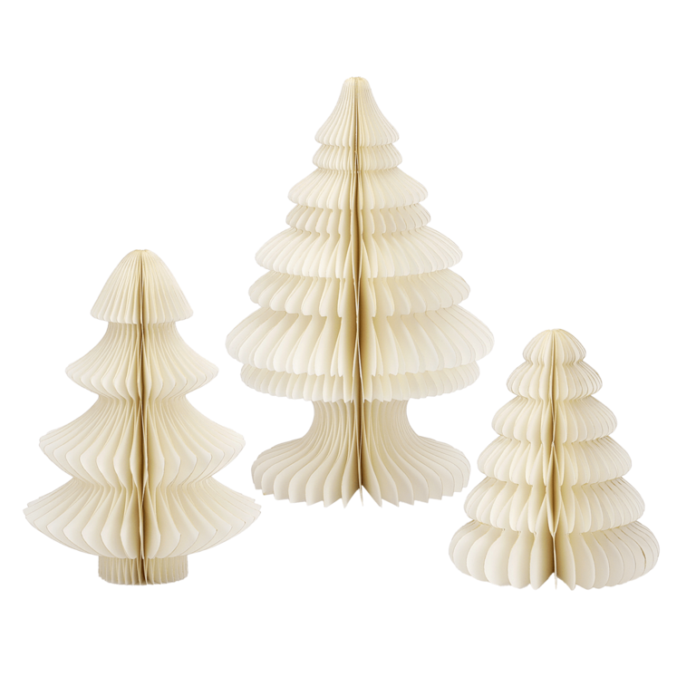 "Honeycomb paper deluxe fir tree set 3 pcs. white"