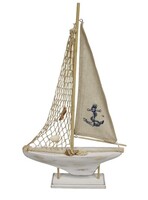 "Decorative wooden sailing ship, white, 47 cm"