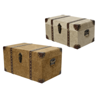 "Decorative wooden chest set 2 pieces brown"
