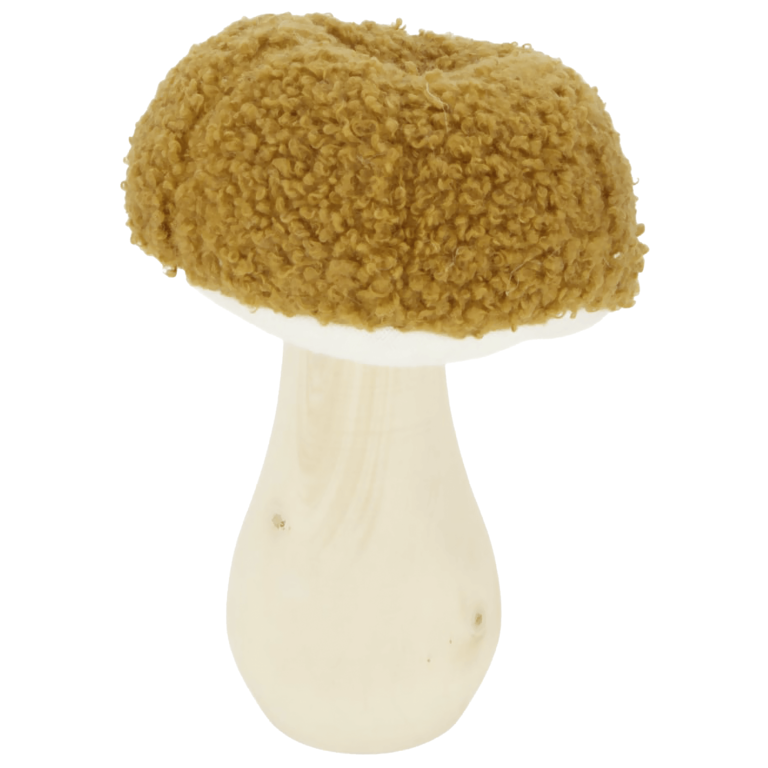 "Decorative wooden mushroom with fabric hat 15 cm"