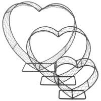 "Metal hearts 3-piece set self-standing"