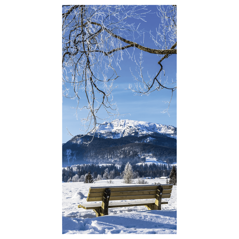 "Flame retardant fabric banner ""Snow with bench decoration"""