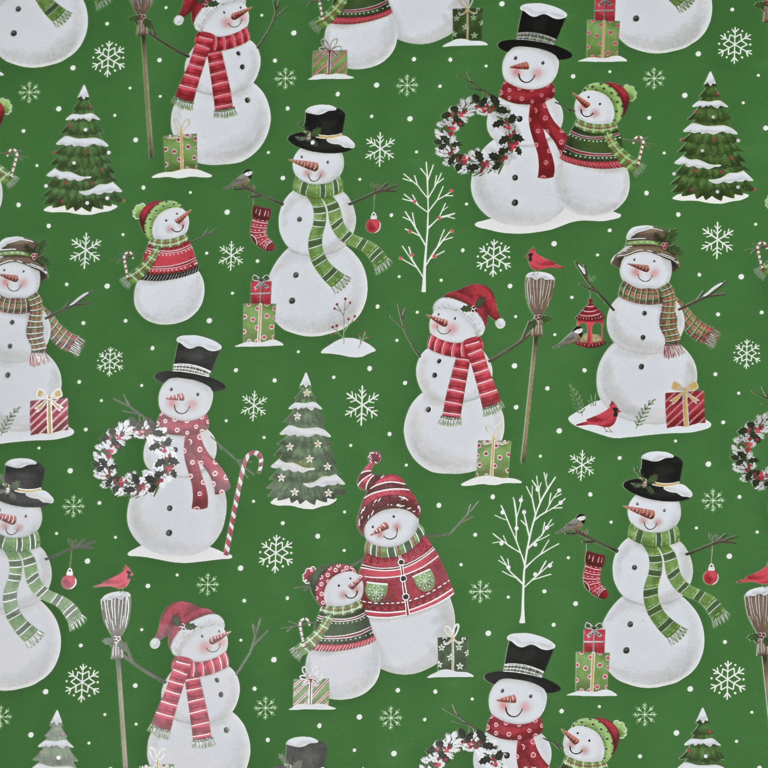 "Wrapping paper snowman family 50/50"