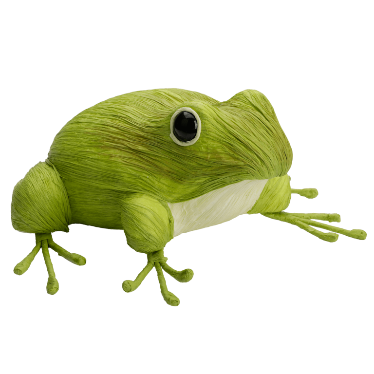 "Green decorative frog made of paper 24 cm"