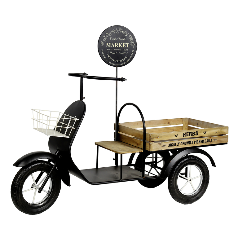 "Decorative metal motorcycle in black 135 x 106 cm"