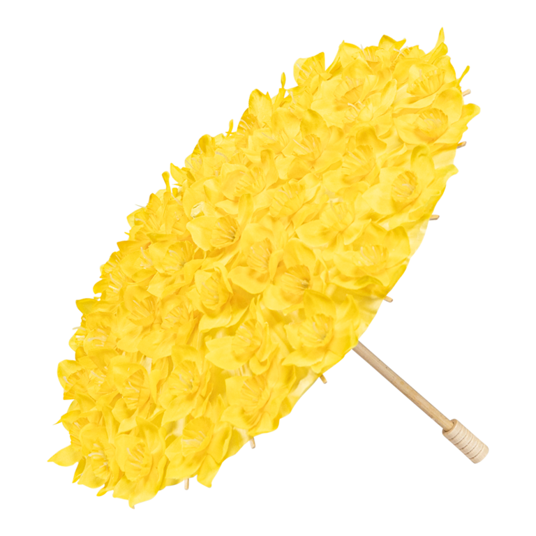 Bamboo umbrella with daffodil flowers
