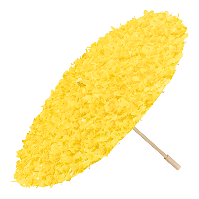 Bamboo umbrella with daffodil flowers