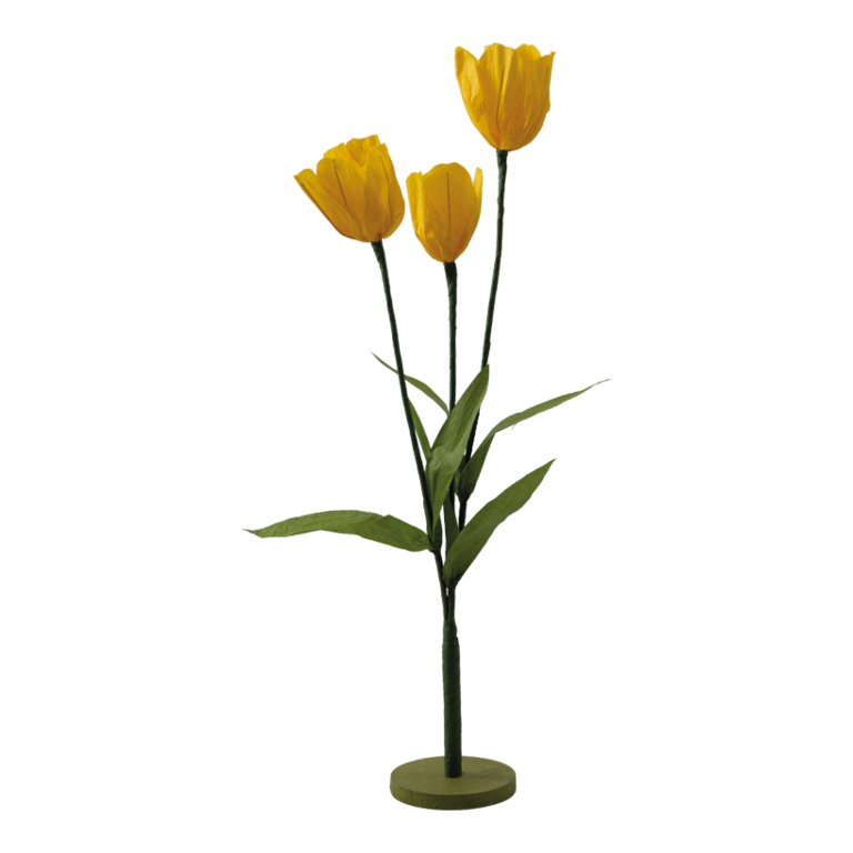 Tulips on wooden base