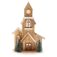 "Wooden house display with LED 33 x 21 cm"
