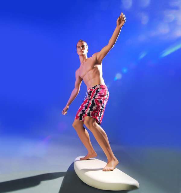Sportfiguur Surfer Man - huidskleur